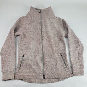 PRANA Tri Thermal Threads Jacket Women Medium Pink/Gray Full Zip Polartec Fleece